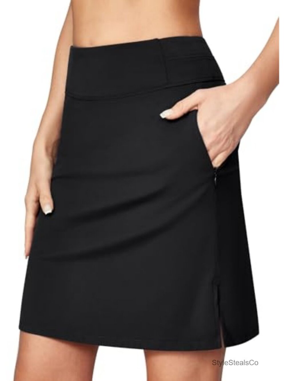 Golf Skort with Pockets High Waist Knee Length Skirt Tennis Athletic